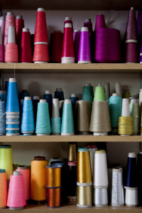 Bonnie Kirkwood, Textile Designer photographed in her room, Lond